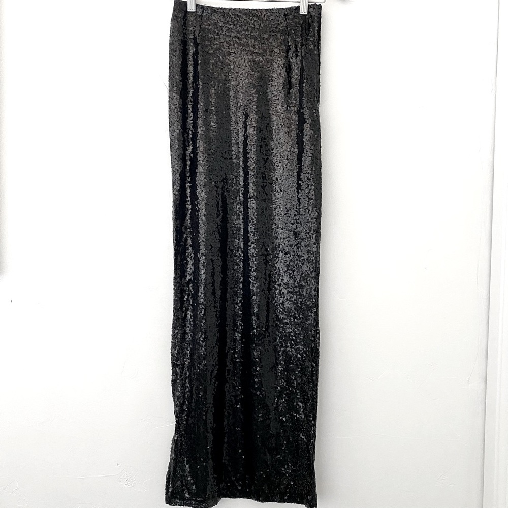 Black Long Sequin Skirt